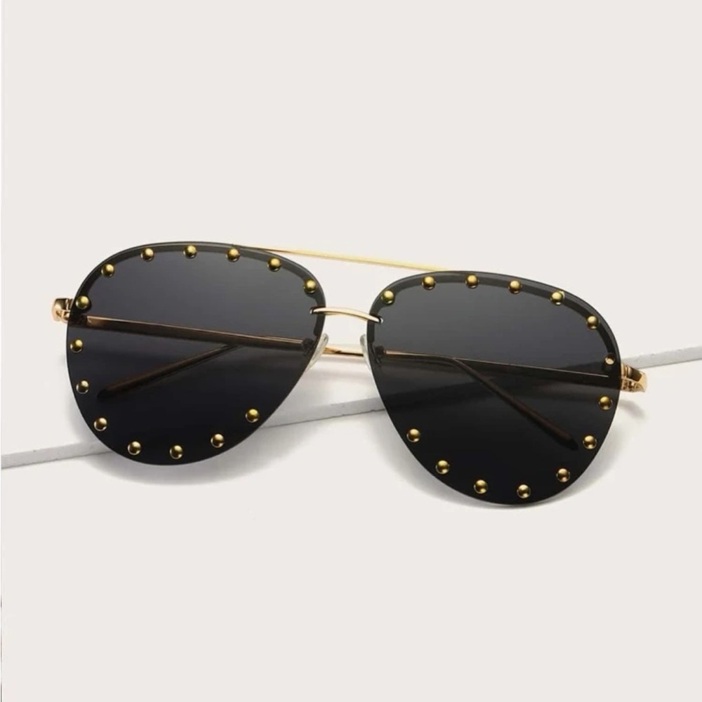 Studded Aviator Sunglasses - Picture 1 of 5